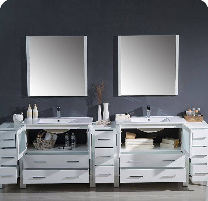 Fresca Torino 108" Double Bathroom Vanity Set with Mirror Wayfair